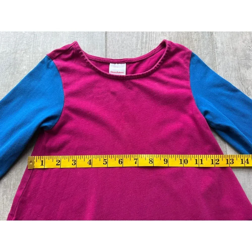 HANNA ANDERSSON Girls Long Sleeve Pink Blue 100% Cotton Dress Casual Everyday 4